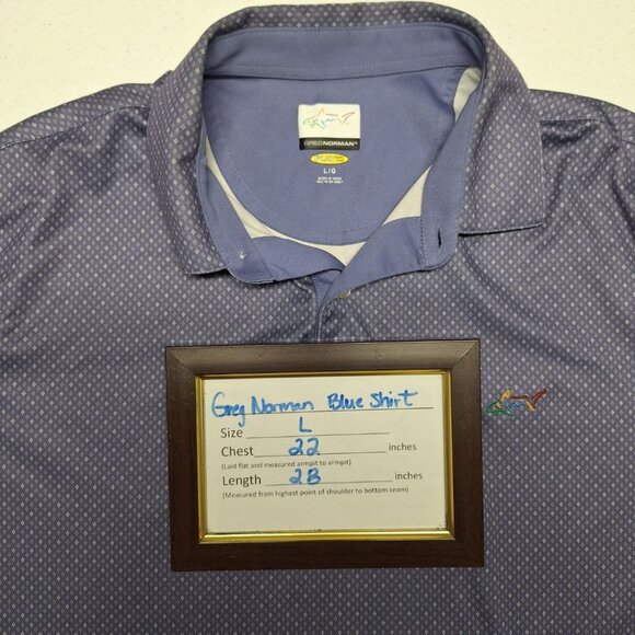 Greg Norman Play Dry Golf Shirt Blue Mens Large Pullover Button Collar Shark - Picture 6 of 8